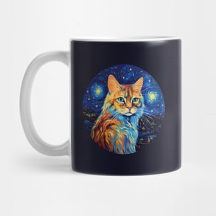 Kitty Cat, van gogh style, starry night, Post-impressionism Mug